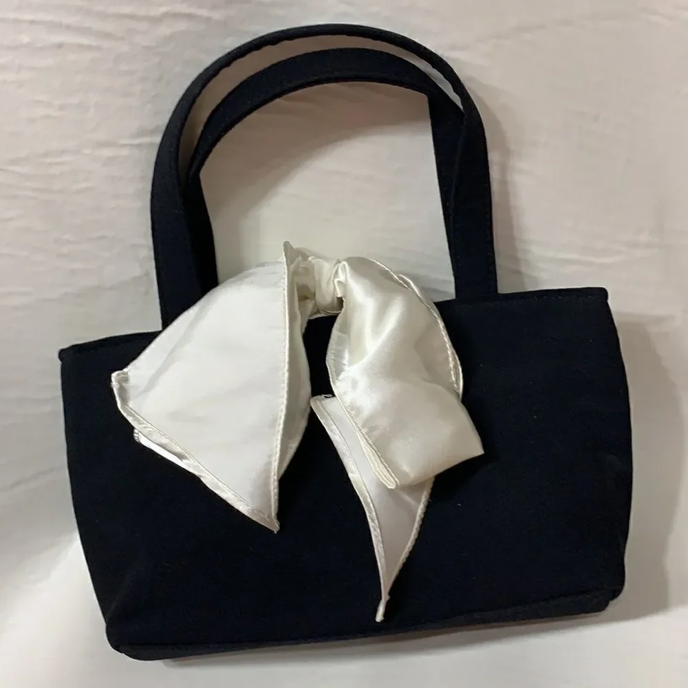 Black Evening Scarf And Black Purse White Bow Tie